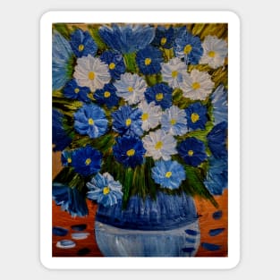 A beautiful bouquet flowers in a glass vase Sticker